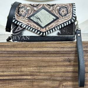 Nuevo Bolso Bandolera Mini de Cuero Vacuno Directo de Fábrica, Bolso de Mano de Cuero Repujado Estilo Boho, Bolso Bandolera Occidental, Bolsos de Hombro Hechos a Mano con Pelo - Product Image 1