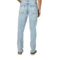 Jeans droits en denim uni taille haute personnalisés, respirants et délavés, vente en gros
