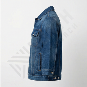 Veste en jean pour homme personnalisée tendance 2024 Lavage vintage Automne Bouton Mode Poche Couleur unie Noir Col rabattu - Product Image 3