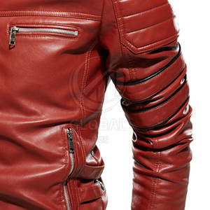 Veste en cuir d'hiver authentique pour homme avec col montant et logo frontal - Coupe ajustée, couleurs et tailles personnalisables - Product Image 5