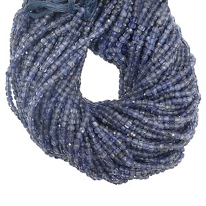Perles de pierres précieuses en iolite bleue facettées de 4-5 mm en forme de boîte, brin de 13 pouces pour la fabrication de bijoux - Product Image 2