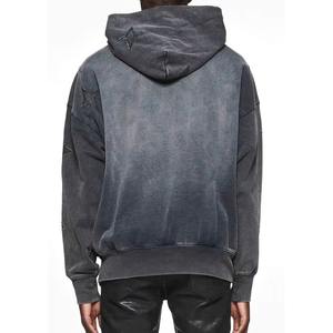 Sudadera con Capucha Vintage Lavada y Desgastada con Bordado, Estilo Urbano, Impresión Digital de Invierno, 100% Algodón Sólido con Detalles de Pedrería - Product Image 2