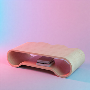 Table basse contemporaine en contreplaqué courbé en forme de nuage avec caractéristique décorative unique et étagère combinée pour meubles de maison - Product Image 2