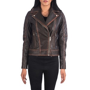 Chaquetas de cuero genuino para mujer Chaquetas de cuero de piel de oveja originales de alta calidad Diseño personalizado Chaqueta de motocicleta de Invierno para mujer - Product Image 1