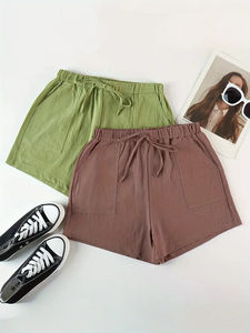 Pantalones cortos al por mayor de fábrica para mujer, pantalones cortos de algodón 100% ligeros transpirables de secado rápido para mujer, Impresión de logotipo personalizado - Product Image 3