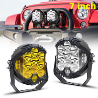 Projecteur combiné Spot/Flood 7 pouces 50W rond blanc/jaune pour éclairage de brouillard et de conduite, lumière latérale pour véhicule tout-terrain, camionnette, voiture