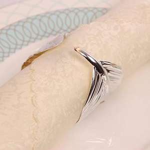 Feuille métal or rond de serviette dîner vaisselle tissu ou porte-serviettes en papier Noël occasion festive et décoration de la maison anneau - Product Image 5