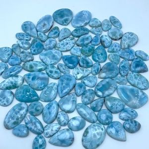 พลอยลาริมาร์ธรรมชาติอัญมณีทรงวงรีทรงหลวมกึ่งมีค่าหลังเรียบอัญมณีทำด้วยมือหินลาริมาร์สำหรับทำเครื่องประดับ - Product Image 6