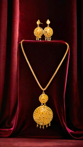 Stock prêt collier boucles d'oreilles ensemble avec plaqué or 22Ct Design à la mode collier boucles d'oreilles ensemble pour les femmes porter des bijoux - Product Image 3