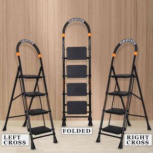 Parasnath Go 4-Step Foldable <b>Ladder</b> Stools <b>Black</b> Heavy-Duty Lightweight Anti-Slip Wide Plastic Steps Home - Product Image 2