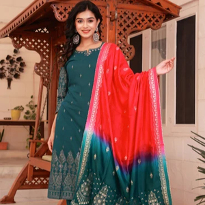 ผู้หญิงคุณภาพดีเยี่ยมสีเขียวพิมพ์กางเกง Kurta และชุด Dupatta สําหรับผู้หญิงจากผู้ผลิตชาวอินเดียในราคาที่ดีที่สุดสําหรับเด็กผู้หญิง - Product Image 2