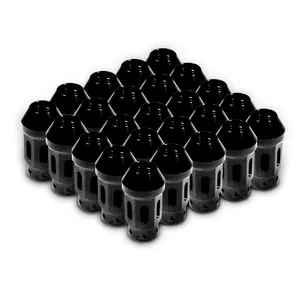20 pièces/ensemble M12X1.5 Acorn Bulge Hollow Titanium Black Tire Wheel Lug Nut pour Auto Car