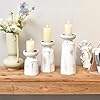Handmade White Wash Wood Set of 3 <b>Pillar</b> <b>Candle</b> Holders Metal <b>Candle</b> Stands Lanterns Jars for Home Decoration for Christmas - Product Image 6