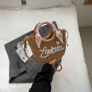 Sac à bandoulière bohème en jonc de mer tressé à la main, sac à main d'été, sac hobo avec fermeture éclair, durable et imperméable pour la plage, le pique-nique, les vacances, les fêtes en plein air - Product Image 3