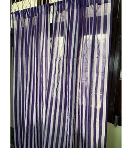 Bloc de rideaux transparents en coton rayé imprimé violet blanc Style pastoral écologique toutes saisons rideaux de fenêtre de maison contrôle de la lumière - Product Image 2
