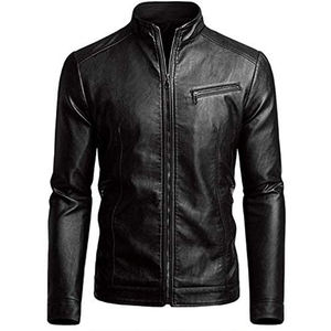 เสื้อแจ็คเก็ตหนังแท้สีดำสำหรับผู้ชาย ทำจากหนังแกะคุณภาพสูง พร้อมราคาขายส่ง - Product Image 1