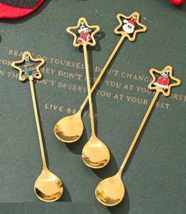 Cucharas y cucharas de té de acero al por mayor de La India, chapadas en oro de forma redonda con el más nuevo diseño, cubiertos con espejo, uso personalizado - Product Image 3