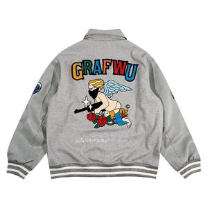 Veste universitaire en laine avec logo personnalisé et patchs en chenille, col montant de haute qualité, veste brodée pour homme - Product Image 2