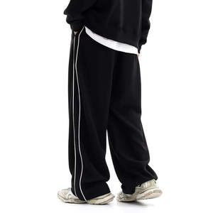 Pantalon de sport décontracté pour hommes léger Vintage hiver gothique droit jambe large 300gsm 100% coton taille haute élastique - Product Image 5