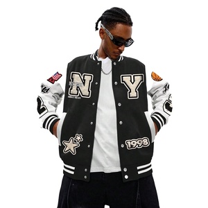Chaqueta Varsity Personalizada de Alta Calidad Premium con Diseño de Parche Bordado con la Letra NY, Estilo Casual, Transpirable, para Invierno - Product Image 1