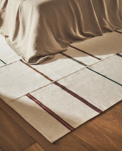 Tapis moderne tissé à la main en laine à rayures blanches Kilim Tapis moderne pour salon chambre à coucher - Product Image 1