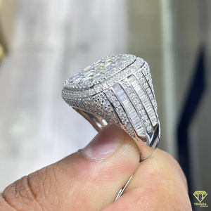 Men's <b>Iced</b> Out Baguette Lab Grown Hip Hop , Custom Made VVS Lab Grown Engagement <b>Ring</b>, for Him - Product Image 5