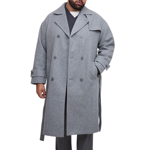 Manteau long d'hiver élégant pour homme, trench-coat double boutonnage surdimensionné, 100% laine, respirant, écologique - Product Image 1