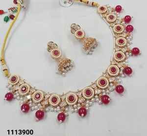 <b>INDIAN</b> TRADITIONAL and FASHIONABLE COPPER JEWELLERY BRIDAL WEDDING JEWELLERY <b>SET</b> for WOMEN EARRINGS and <b>NECKLACE</b> <b>SET</b> - Product Image 2