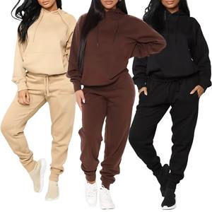 Oversized Hoodie Skinny Fit Jogger Track Suit 2-Piece Set Embroidered Techniques <b>Cropped</b> Sweatshirt Sweatpants Vintage Solid - Product Image 6