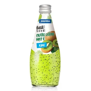 Supplier Wholesale OEM Hot Product 290ml Glass Bottle Kiwi Flavor Basil Seed Drink With Company Price