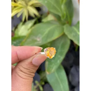 Bague en argent 925 avec citrine en forme de cœur, plaquée or 18 carats, style religieux classique, accessoire de bijouterie tendance - Product Image 3