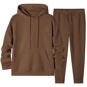 Ensemble de survêtement gaufré unisexe de haute qualité Veste à capuche pour hommes Sports décontractés Jogging Printemps Automne Imprimé Design OEM Convient - Product Image 3
