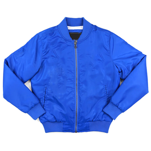 Chaqueta Bomber de Satén Azul Rey Zeta Phi Beta, Prenda Exterior Premium de la Hermandad Griega, Detalles Funcionales con Cierre de Cremallera/Presión en la Parte Delantera para Primavera - Product Image 1