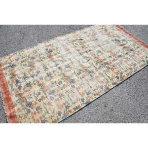 พรมตุรกีขนาด 4.3x8.2 ฟุต พรมวินเทจ พรมลายดอกไม้สีเบจส้ม - Product Image 3