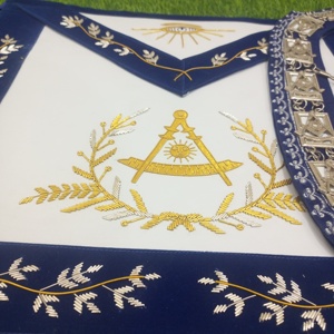 BRODURE MAIN MAÇON PAST MASTER TABLIER ET COLLIER VELOURS BLEU ROYAL - Product Image 5