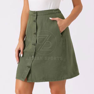 บริการ OEM ราคาขายส่ง คุณภาพสูง ระบายอากาศได้ดี เป็นมิตรกับสิ่งแวดล้อม กระโปรงยีนส์ผ้าฝ้ายลำลองสำหรับผู้หญิง ออกแบบเองได้ สินค้ามาใหม่ - Product Image 6