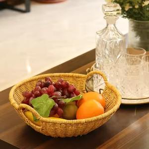 Vente en gros, plateau de rangement en rotin PP tissé à la main, assiette à pain ovale, plateau à gâteaux aux fruits, élégant plateau de service - Product Image 5