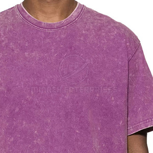 OEM por encargo sólido ácido lavado camisetas 100% algodón ecológico ligero tejido de punto al por mayor para los hombres - Product Image 3