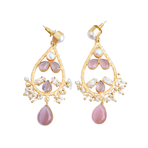 Pendientes Modernos con Piedras Preciosas Pulimentadas, Recubrimiento en Tono Dorado y Joyería de Calidad Hecha a Mano - Product Image 1