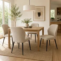 Chaise de salle à manger à dossier incurvé, tissu texturé, chaise d'appoint sans accoudoirs, pieds en métal noir pour restaurant commercial