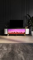 Table basse électrique en bois DOSIN DS2408 avec foyer intégré, design moderne et luxueux pour salon, avec connexion Bluetooth et panneau de commande