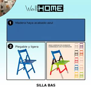 WELL HOME Sedia Bas Blu in Legno di Faggio 43x47x79 cm Sedia da Giardino - Product Image 2