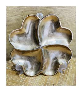 Eco-friendly Metal <b>Heart</b>-<b>Shaped</b> Aluminum Dinnerware Four Compartment Blur Color Plating Nut <b>Bowl</b> Customized Serving Tray for - Product Image 3