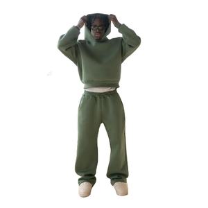 Venta al por mayor cómodo transpirable algodón francés Terry cuello redondo chándales XL bloques de color chándal impreso de talla grande invierno - Product Image 6