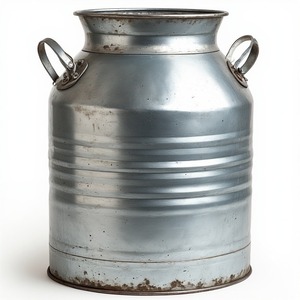 Boîte de lait galvanisée vintage avec bande de cuir rustique Artisan fait à la main conçu pour des intérieurs décoratifs et fonctionnels - Product Image 2