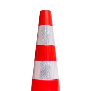 Ensemble de 5 cônes de signalisation en PVC de 90 cm, doublement réfléchissants, en matériau PE, pour la sécurité routière et la circulation, avec bande réfléchissante - Product Image 4