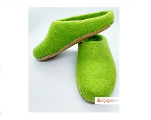 Handmade Unisex Fashion Felt for with Leather Midsole for Winter Indoor Use From Nepal - Product Image 1