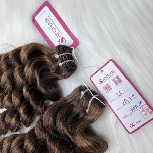 Extensions de cheveux crus vierges vietnamiens de qualité supérieure de 24 pouces Mixte Piano Machine Trame Couture Corps Cheveux Ondulés Extensions Humains de qualité supérieure - Product Image 3