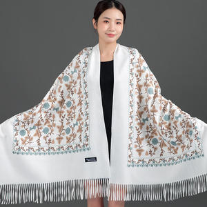 Chal de Pashmina de Poliéster Bordado de Lujo para Invierno, Bufanda Hijab para Mujeres Musulmanas, Sensación de Cachemira, Directo de Fábrica - Product Image 2