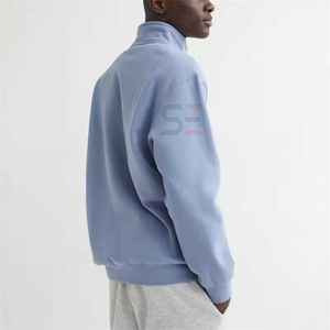 เสื้อกันหนาวมีซิปสำหรับผู้ชายบุขนแกะถักแบบกำหนดเองได้1/4สี่ส่วน - Product Image 3